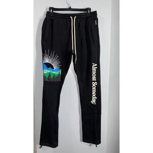 Almost Someday heavyweight black mountain spellout cinch cuff sweatpant medium